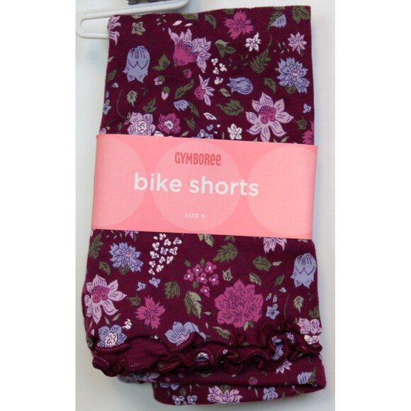 2005 Gymboree Romantic Garden Bike Shorts sz 9 Lettuce Edge Floral Purple Maroon - Picture 1 of 3